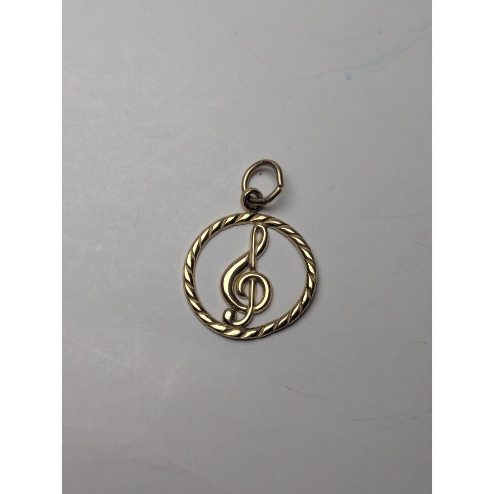 Saro 14K Gold Treble Clef Pendant
